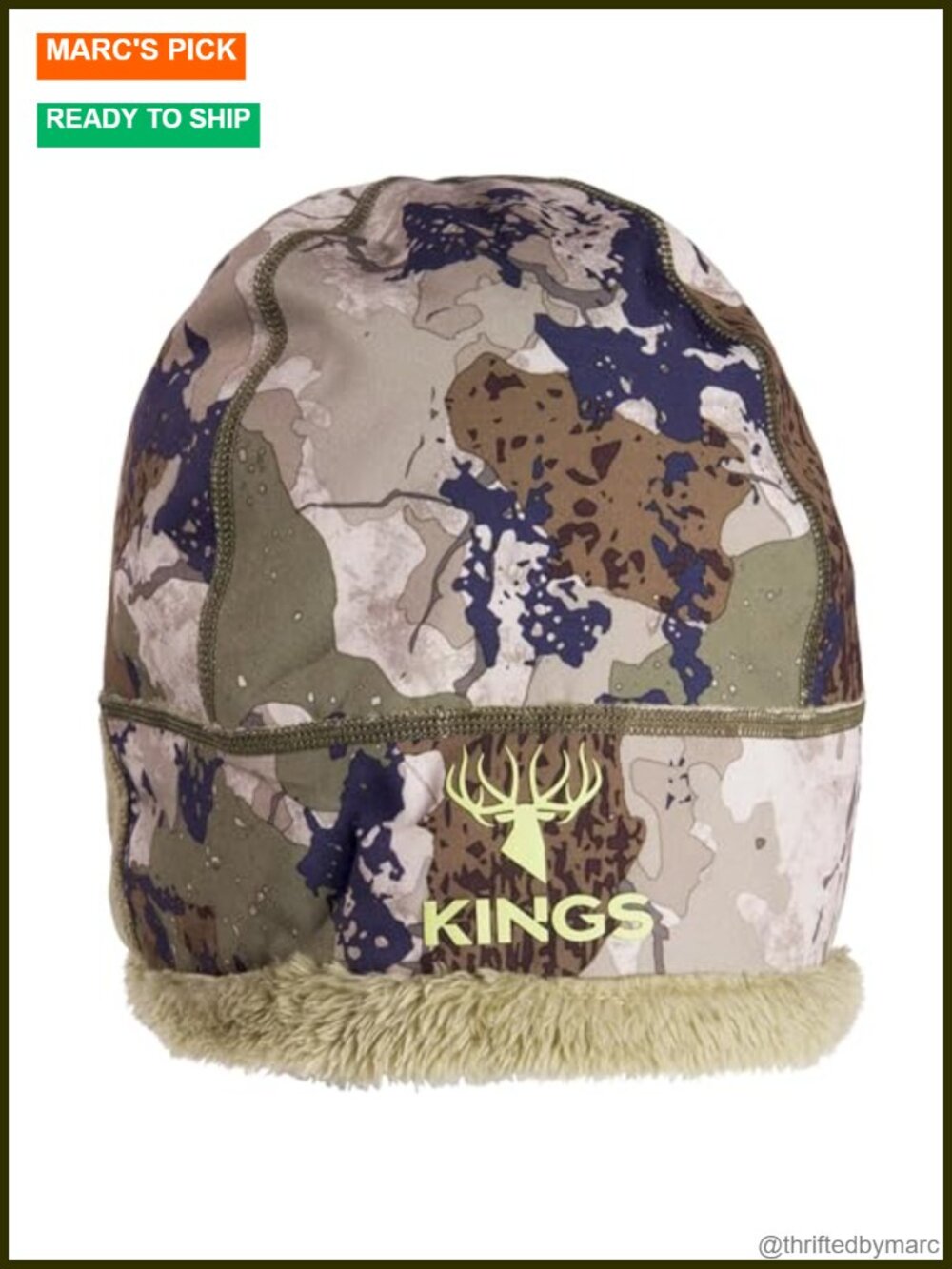 King's XKG Camo Beanie Polyester Spandex Windproof Water Resistant